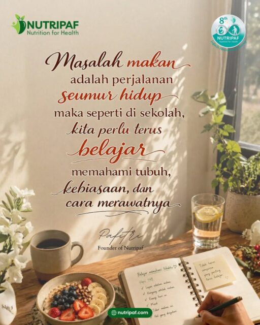 Hi Nutrifers! ✨

Masalah makan bukan sesuatu yang selesai dipelajari dalam semalam. 🌿

Seperti di sekolah, kita terus belajar memahami tubuh, mengenali kebiasaan, dan menemukan cara merawat diri yang tepat di setiap fase kehidupan. Karena pola makan yang sehat bukan tentang menjadi sempurna, melainkan tentang terus bertumbuh dan belajar. 🤎🧡

Yuk, kenali tubuhmu lebih baik bersama @Nutripaf ♥️

#nutripaf #klinikgizi #klinikdietisien #konsultasigizi #dietisien