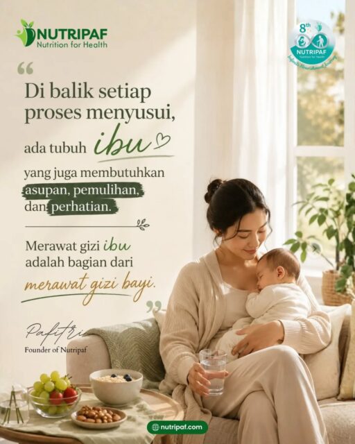Hi Nutrifers! ✨
Menyusui adalah perjalanan yang membutuhkan banyak energi. Di masa ini, kebutuhan gizi ibu meningkat untuk mendukung produksi ASI sekaligus membantu proses pemulihan setelah melahirkan. Karena itu, memenuhi kebutuhan makan, minum, dan istirahat bukanlah bentuk egoisme, melainkan bagian dari menjaga kesehatan agar tetap dapat mendampingi Si Kecil dengan optimal. 🌿
Tidak perlu mengejar pola makan yang sempurna. Mulailah dari langkah-langkah sederhana yang bisa dilakukan secara konsisten, seperti mengonsumsi makanan bergizi seimbang, memenuhi kebutuhan cairan, dan memberi tubuh waktu untuk beristirahat. Kebiasaan kecil inilah yang dapat membantu menjaga kesehatan ibu selama masa menyusui. 💚
Yuk, dampingi perjalanan menyusui dengan pemenuhan gizi yang tepat bersama @Nutripaf! ♥️
#nutripaf #klinikgizi #klinikdietisien #konsultasigizi #dietisien